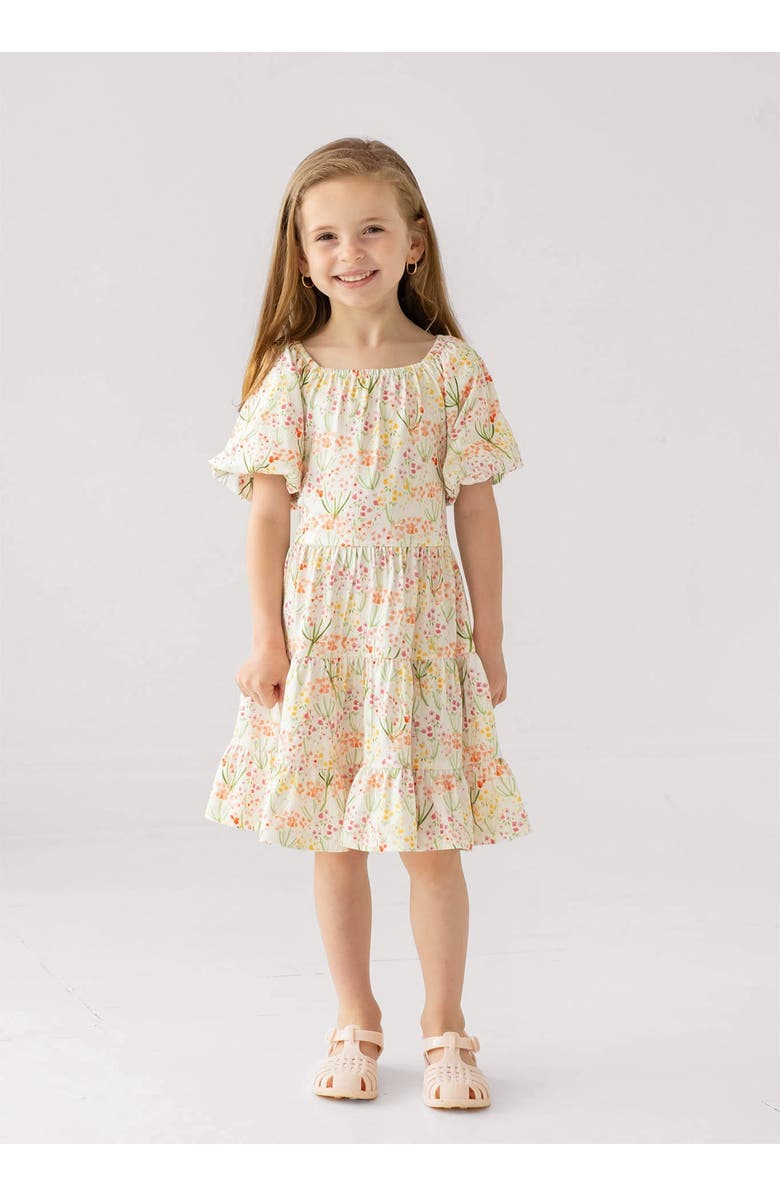 Mabel + Honey Springtime Garden Short Puff Sleeve Dress, Alternate, color, Floral