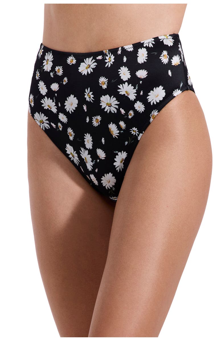 Luma Gottex Marguerite High Waist Bikini Bottom, Main, color, Black-White-Yellow