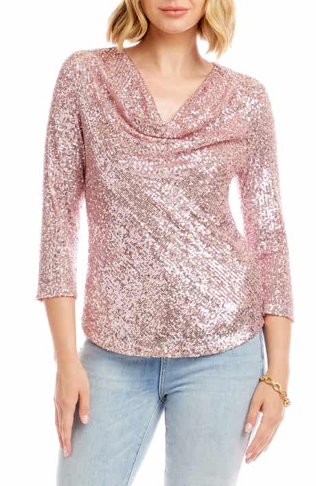Sequin Drape Neck Top