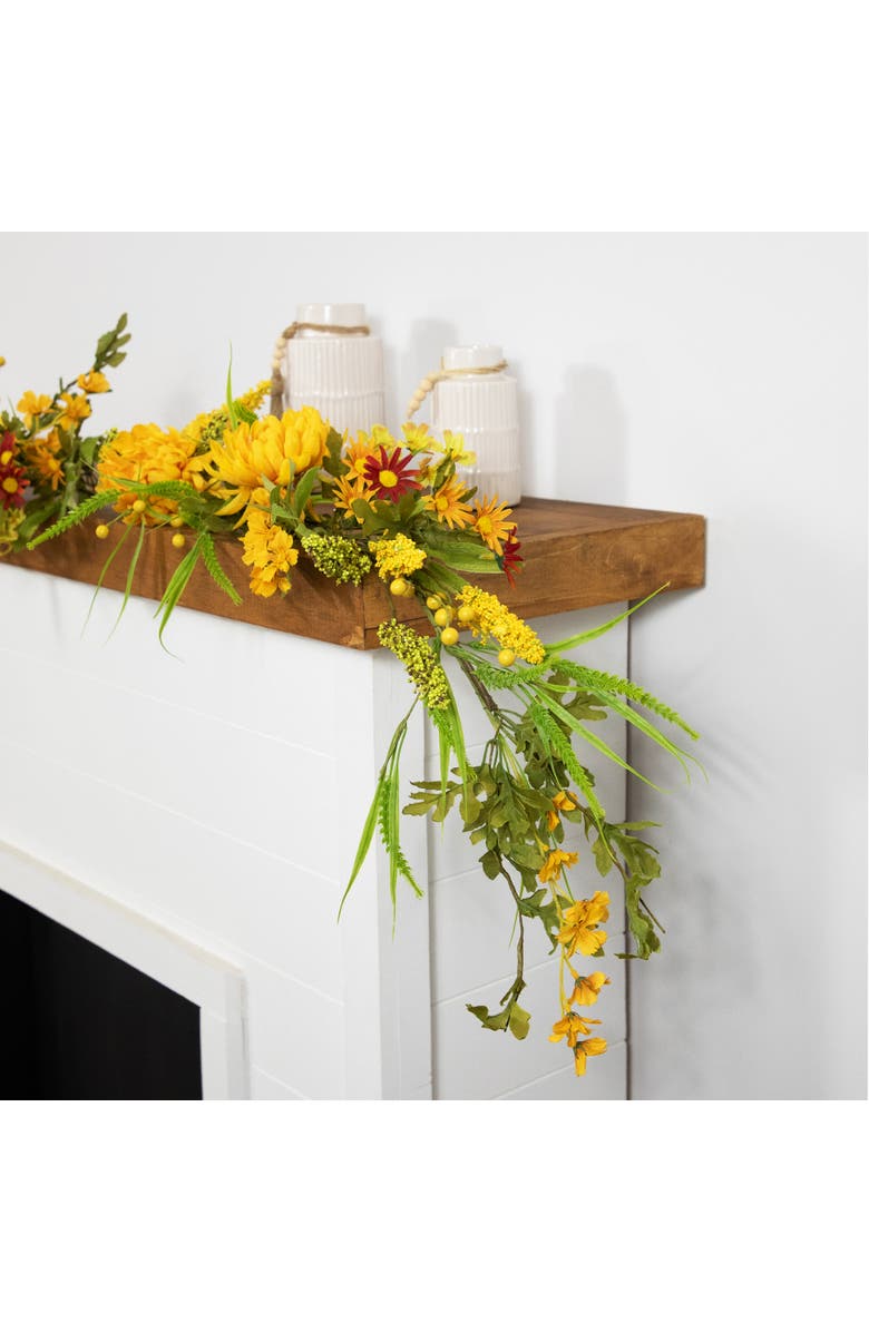 Northlight Peony and Pip Berry Cluster Artificial Fall Harvest Floral Garland - 5' x 10", Alternate, color, Orange