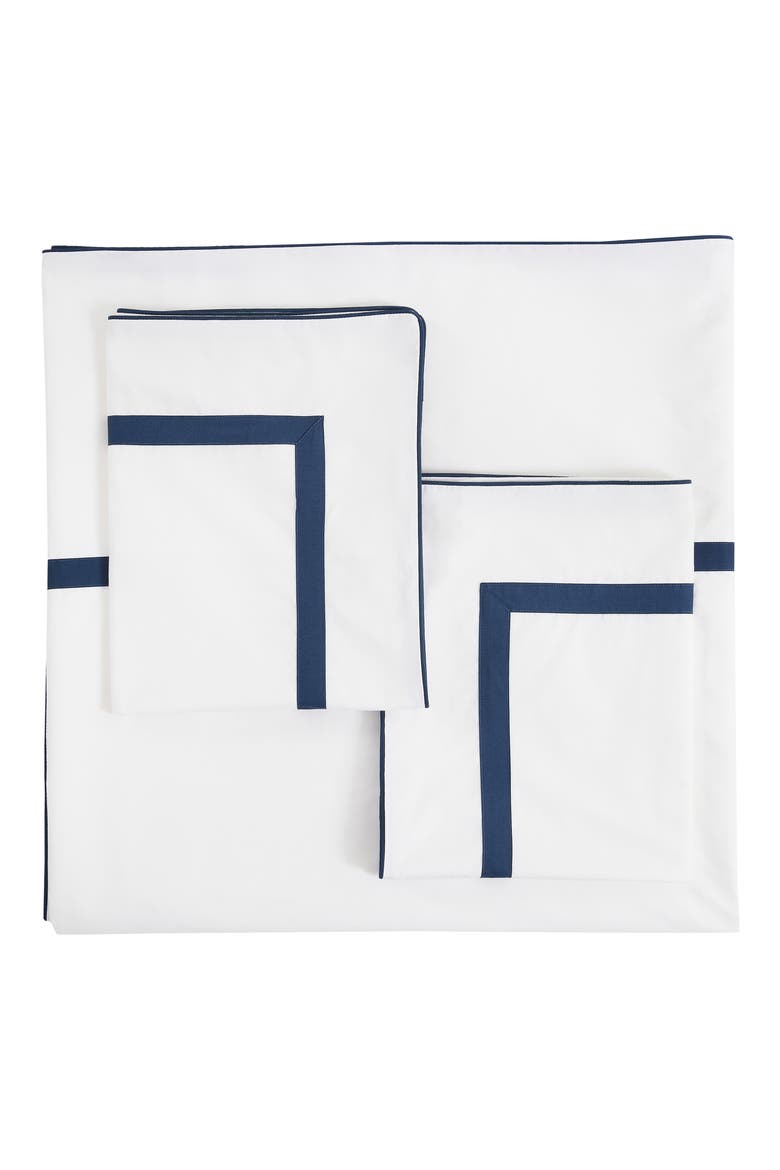 Classic Border Embroidered Duvet & Sham Set, Main, color, NAVY