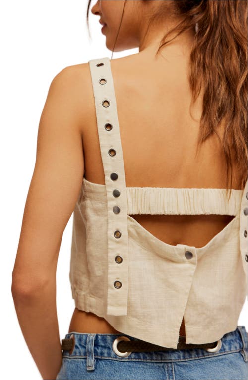 Shop Free People Syd Grommet Crop Linen Blend Tank In Wet Plaster
