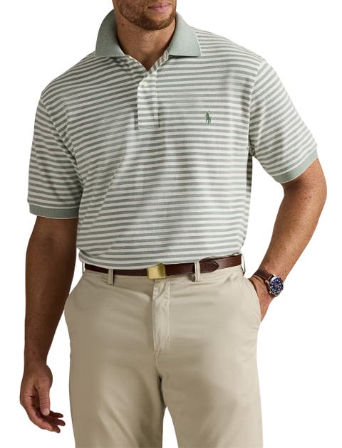 Big & Tall Striped Oxford Mesh Polo Shirt