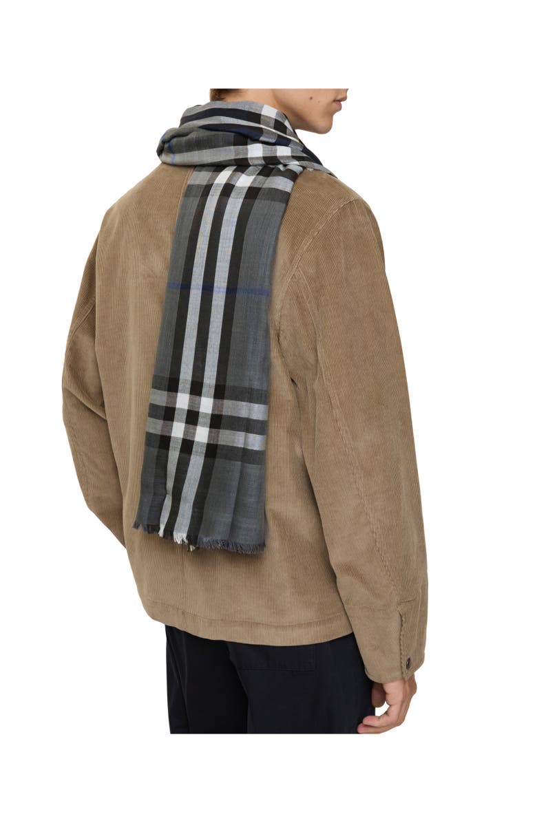 Burberry Reversible Check Wool Silk Scarf, Alternate, color, Marlborough Grey/Mast Blue