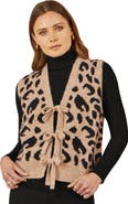 Yumi Knitted Cheetah Print Tie Waistcoat