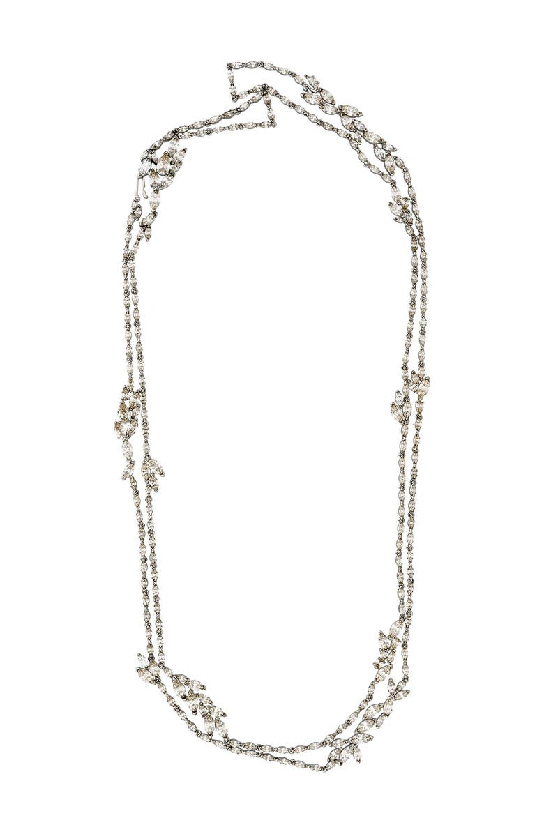 Swarovski Louison Rhodium Plated Swarovski Crystal Leaf Design Necklace, Alternate, color, 