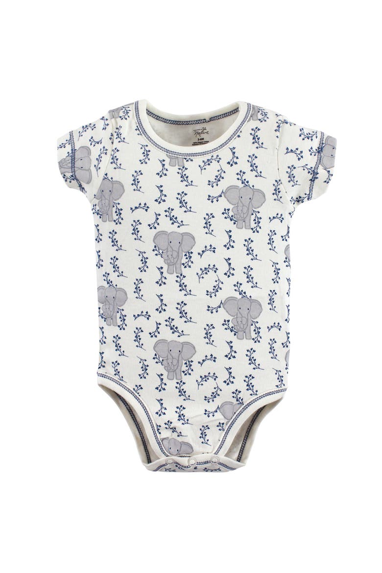 3Pk Organic Bodysuits, Alternate, color, Elephant