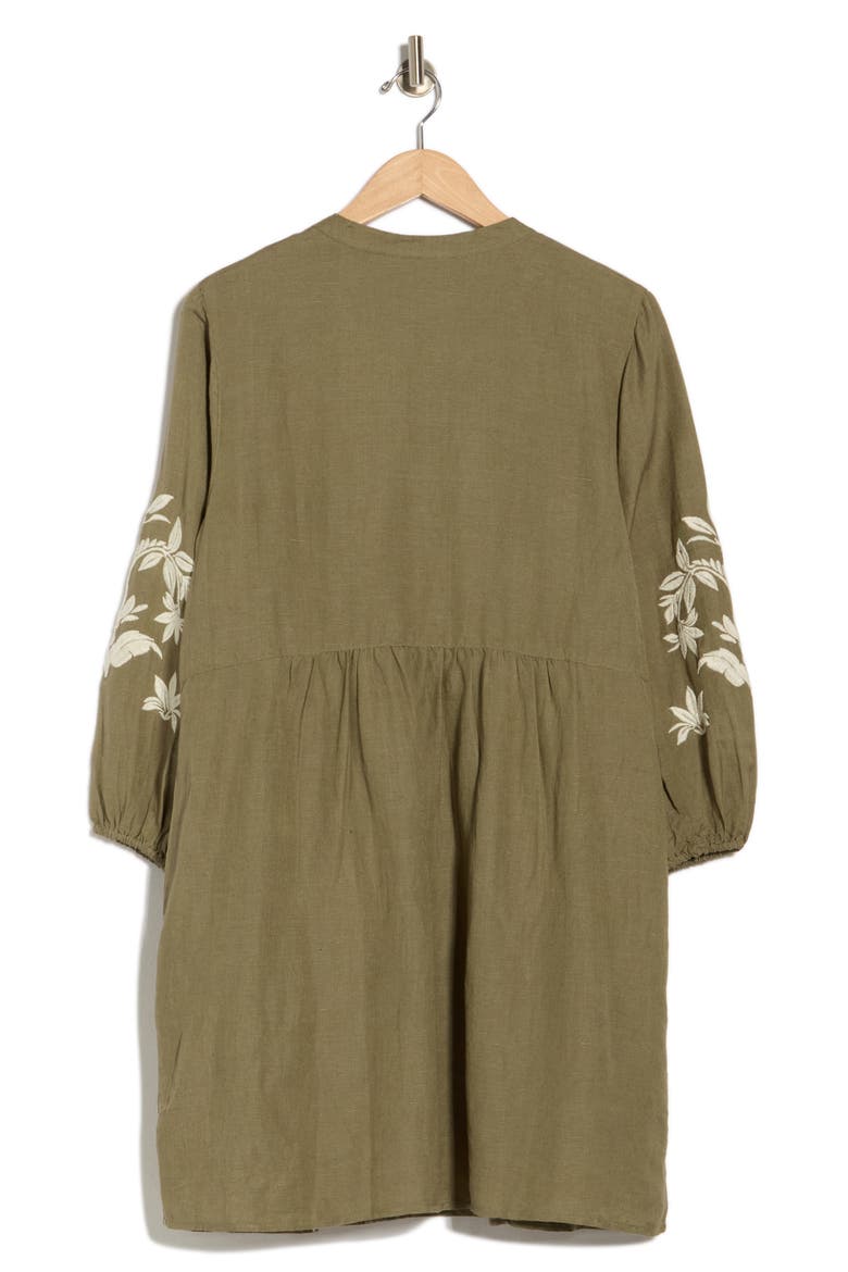 St. Lucia Floral Embroidered Dress, Alternate, color, TEA LEAF