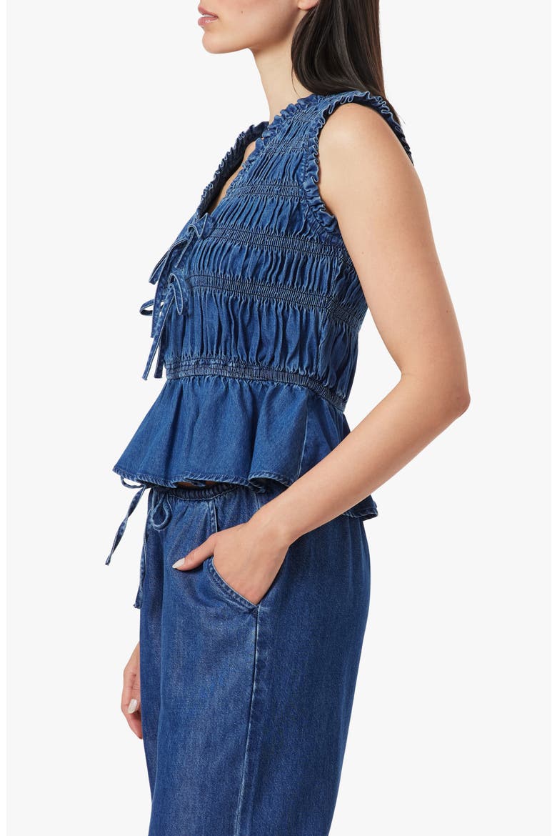 Ruffle Denim Tank Top, Alternate, color, LAGUNA