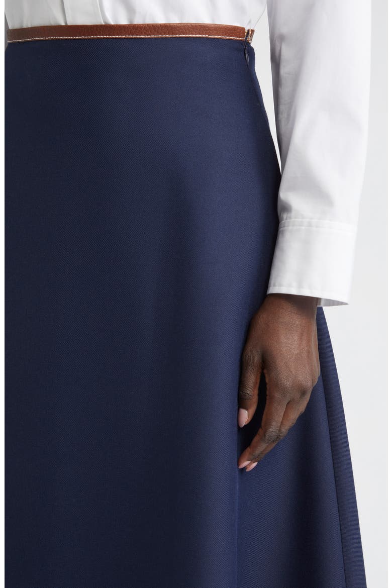 Stretch Gabardine A-Line Midi Skirt, Alternate, color, NV00 NAVY