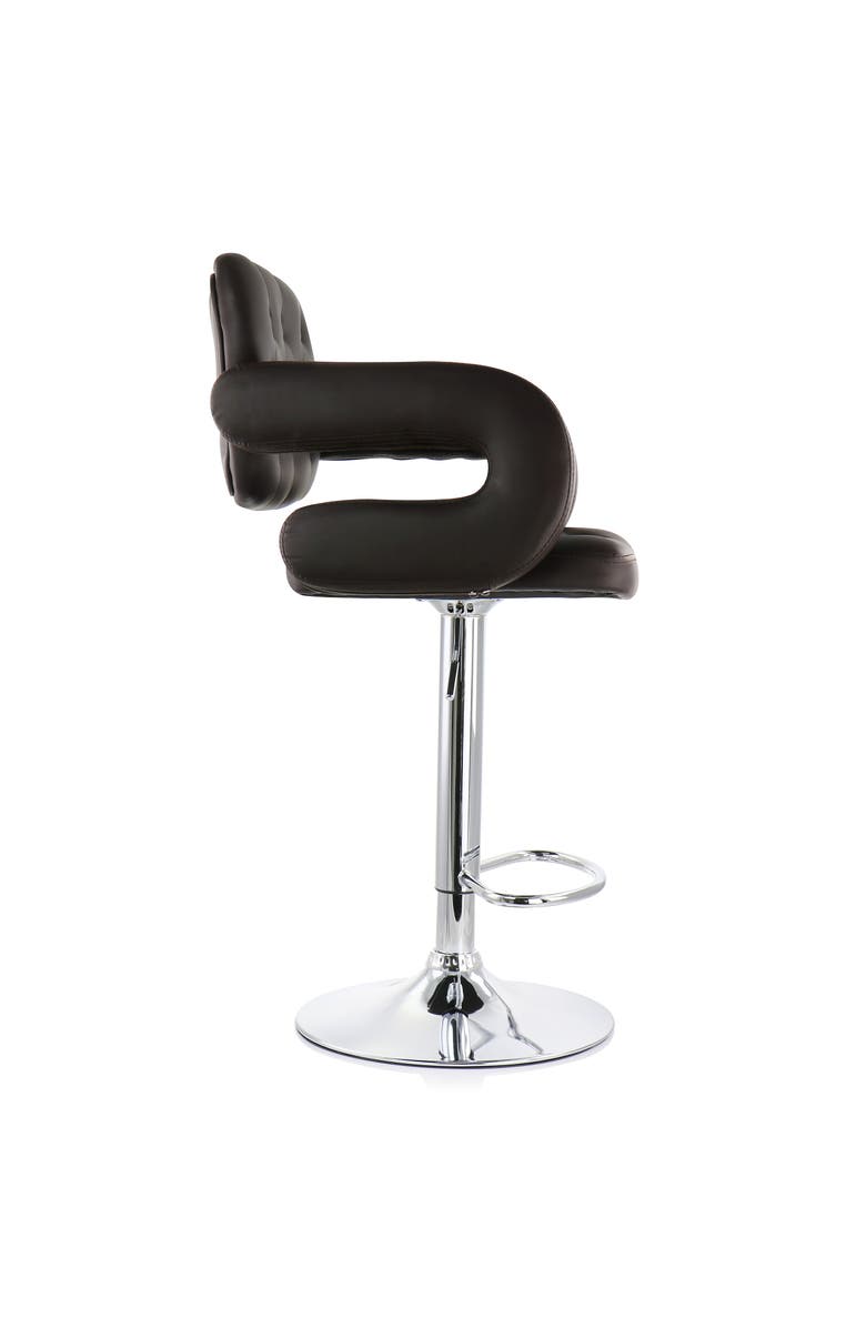 Elama Faux Leather Tufted Bar Stool with Adjustable Height, Alternate, color, Brown