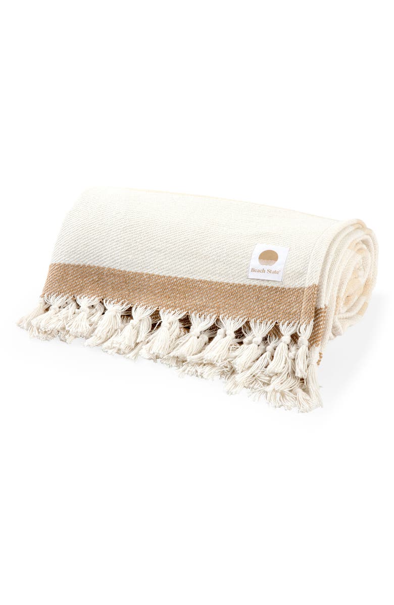 Picnic Time Oceanside Beach Blanket, Alternate, color, Beige