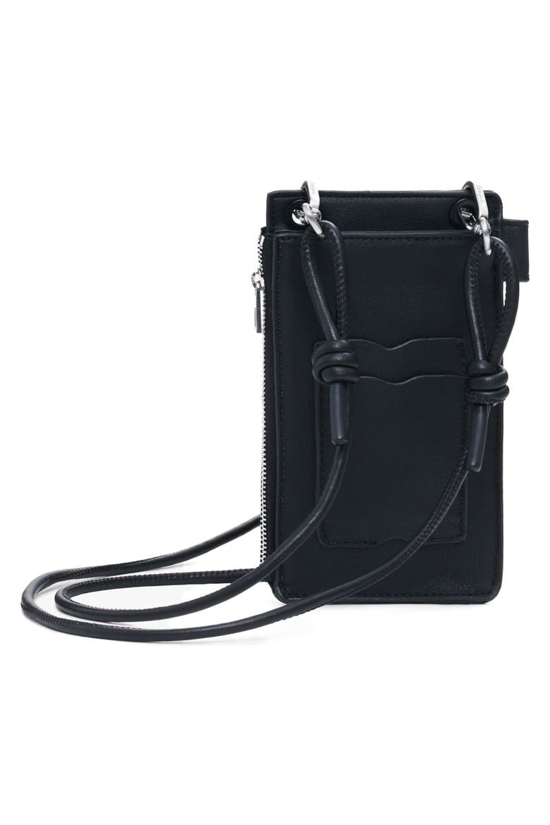 Faux Leather Crossbody Wallet, Alternate, color, BLACK