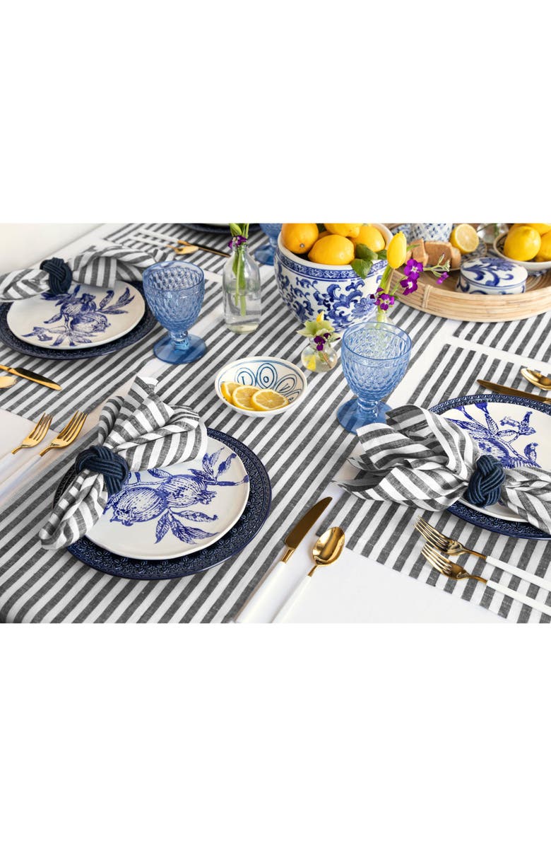 Solino Home Linen Placemats - Amalfi Stripe, 14" x 19", Alternate, color, Black And White
