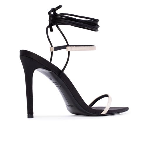 Black Suede Studio Lauren100 Strappy Sandal In Black