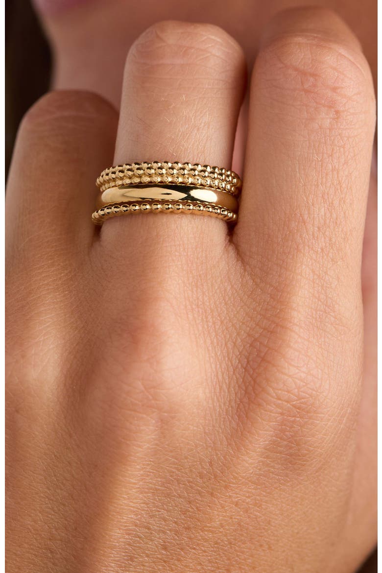 Textured Stacking Ring Set of 3, Alternate, color, Gold