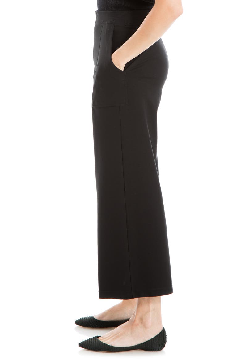 Ponte Crop Wide Leg Pull-On Pants, Alternate, color, BLACK