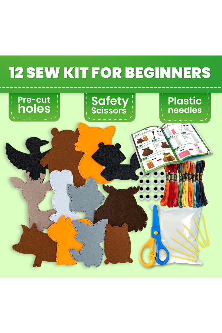 Kids Sewing Craft Kit with Felt Toys, Alternate, color, Wood