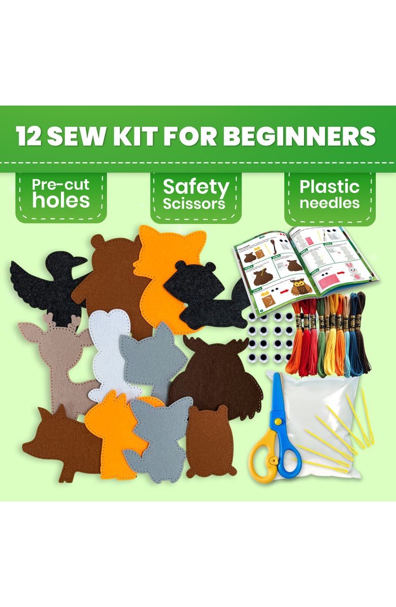 Quokka Kids Sewing Craft Kit with Felt Toys, Alternate, color, Wood