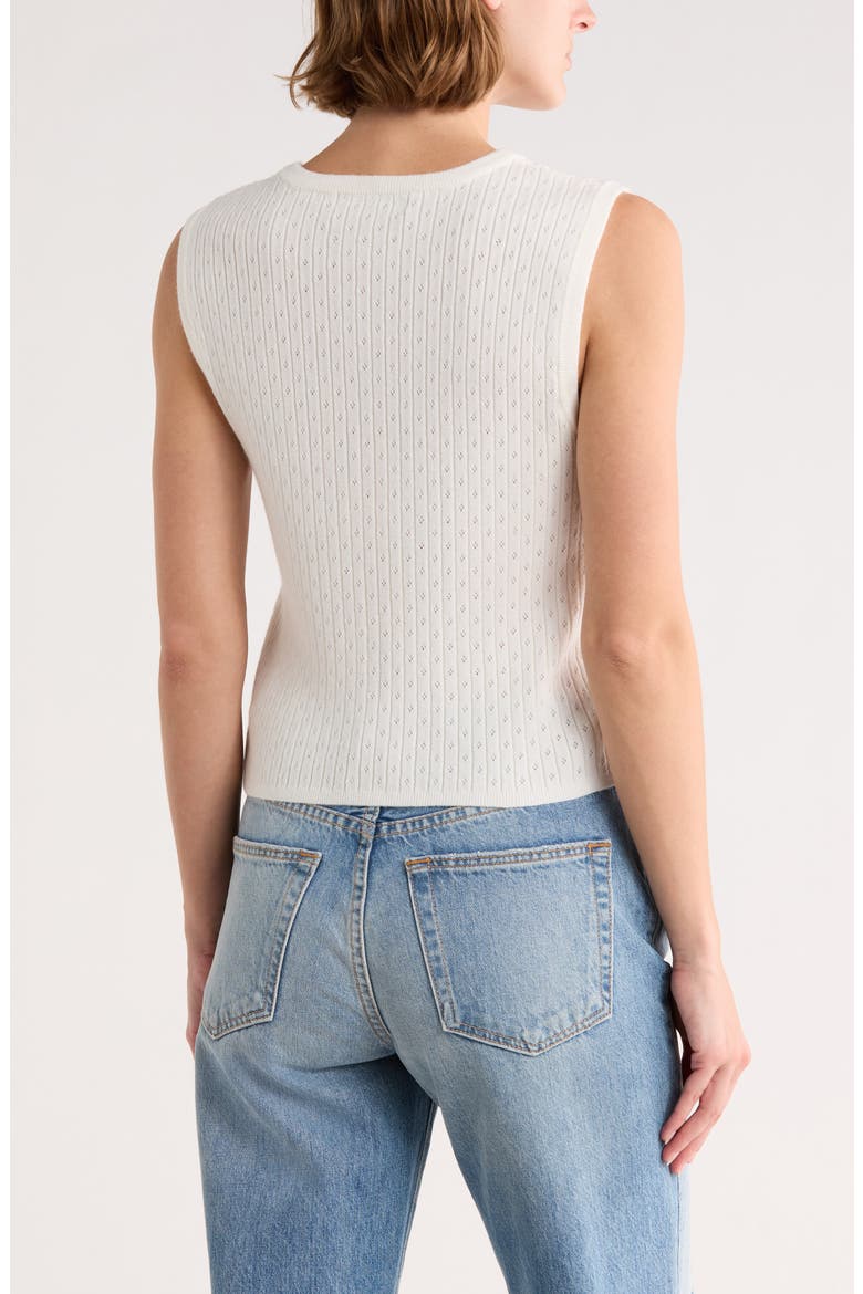 Pointelle Button Front Sweater Vest, Alternate, color, IVORY