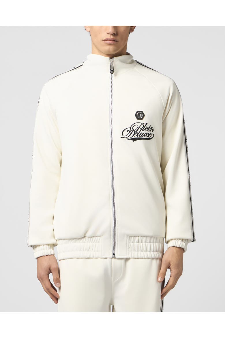 Tracksuit Jacket Plein Deluxe Signature Signature Men, Main, color, OffWhite