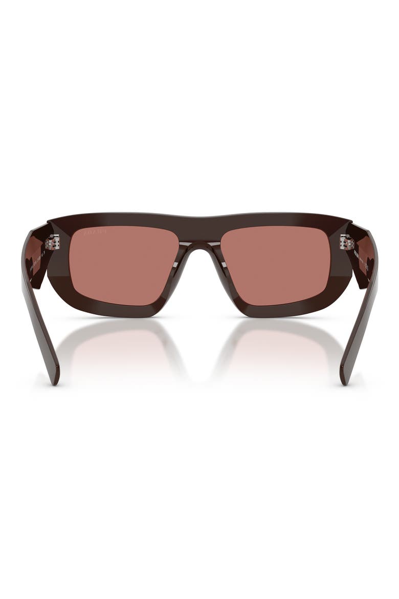 53mm Irregular Shield Sunglasses, Alternate, color, CIGAR / BORDEAUX