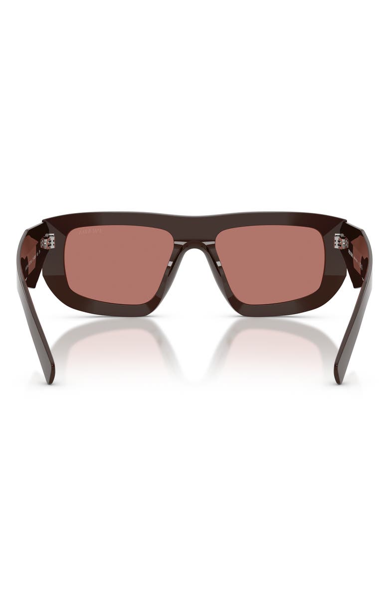 Prada 53mm Irregular Shield Sunglasses, Alternate, color, Cigar / Bordeaux