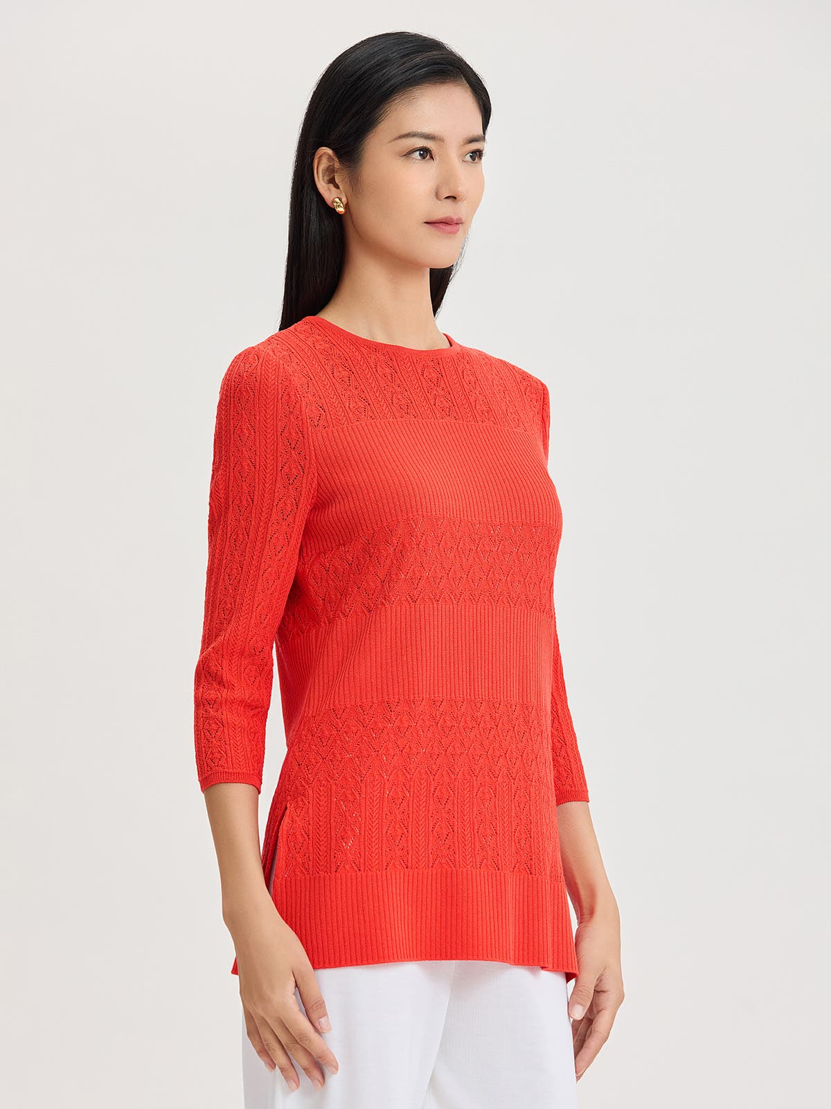 Classic Lined Pointelle Soft Knit Tunic - image 2
