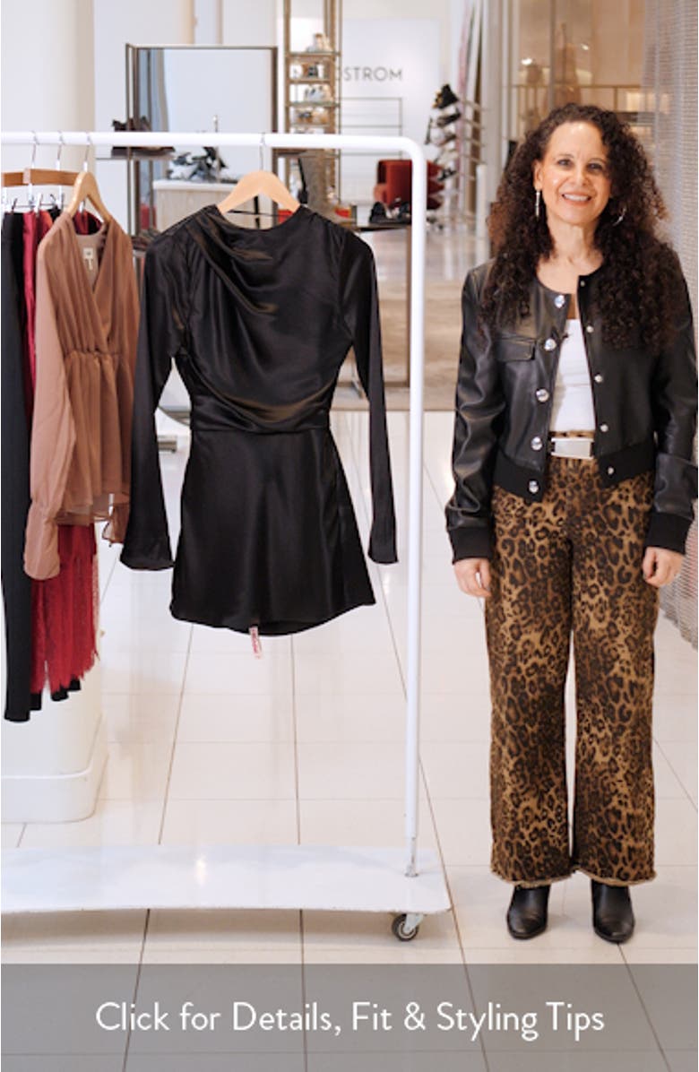 Mariska Open Back Long Sleeve Satin Cocktail Minidress, sales video thumbnail