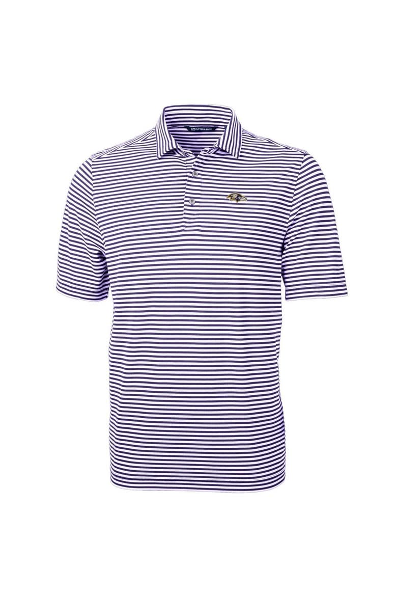 Men's Cutter & Buck Purple Baltimore Ravens Big & Tall Virtue Eco Pique Stripe Recycled Polo, Main, color, Purple