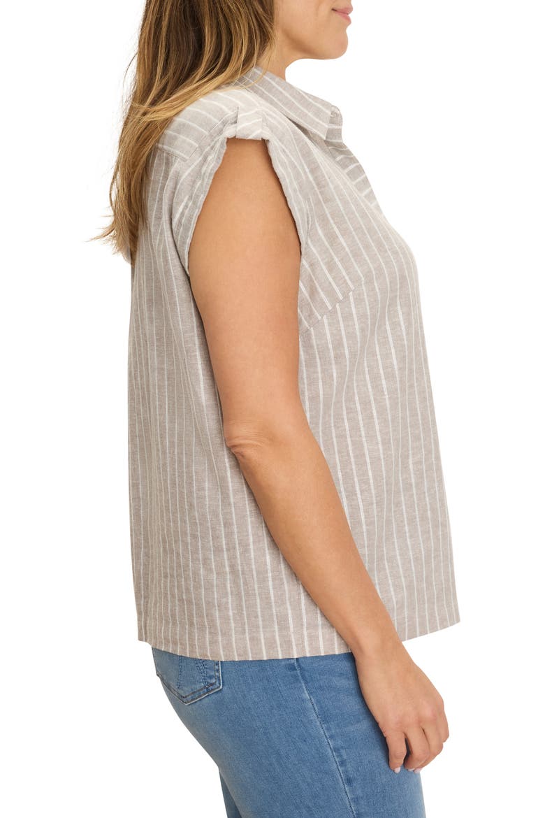 Stripe Cotton & Linen Blend Button-Up Resort Shirt, Alternate, color, NEUTRAL MULTI