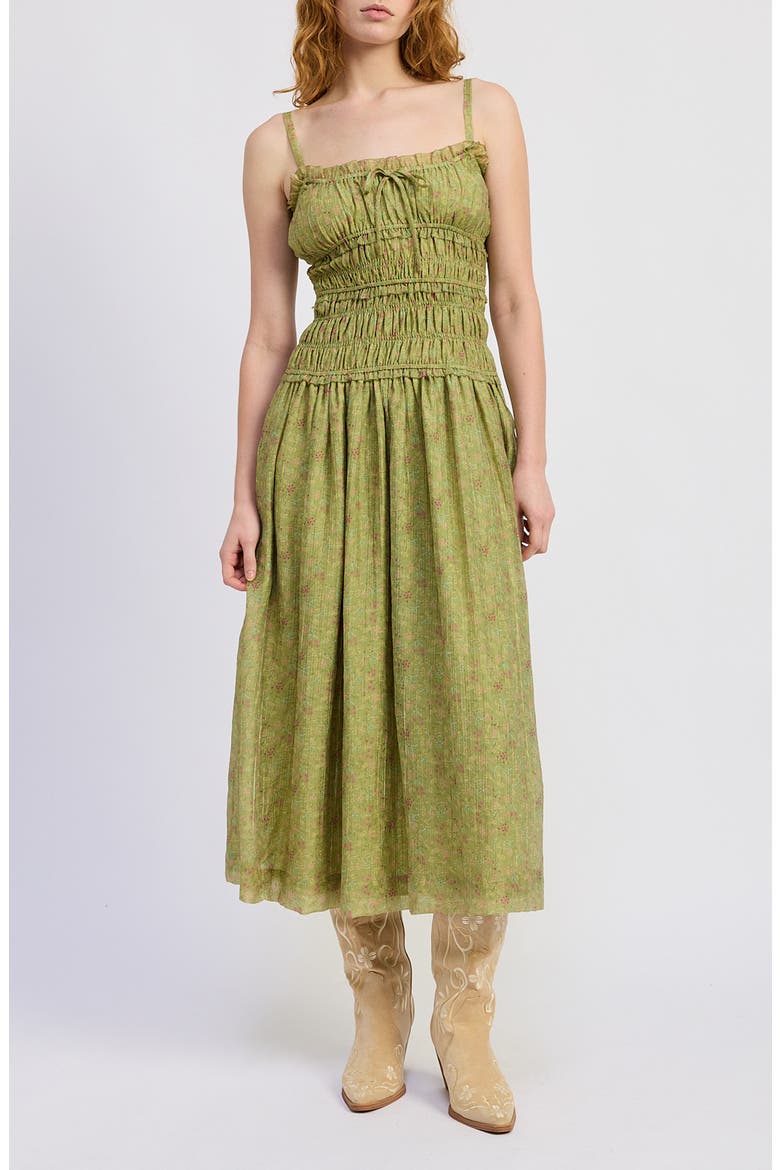 Jenny Midi Dress, Main, color, LIGHT GREEN DITSY