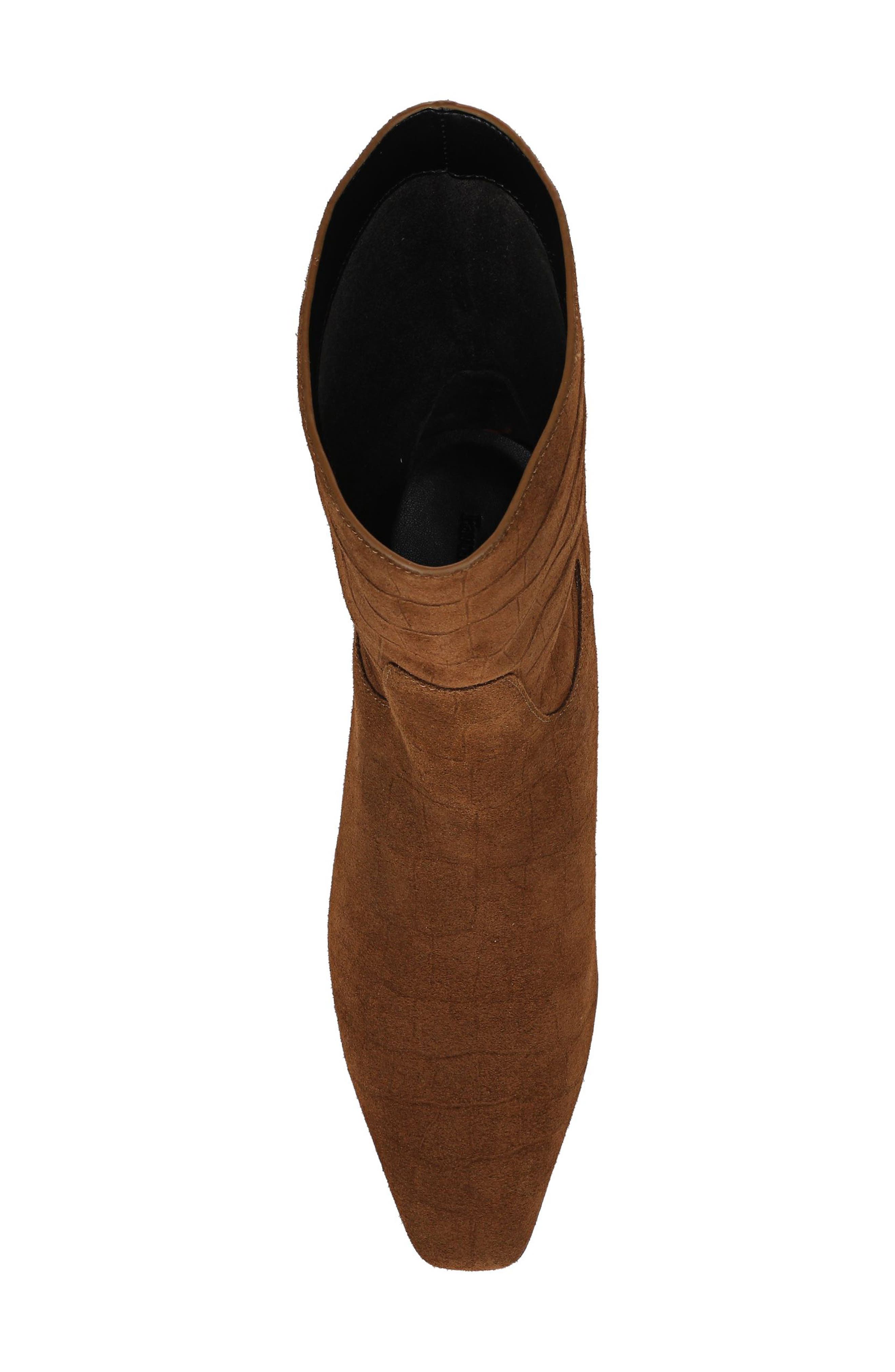 Addison Croc Embossed Bootie, Alternate, color, SADDLE