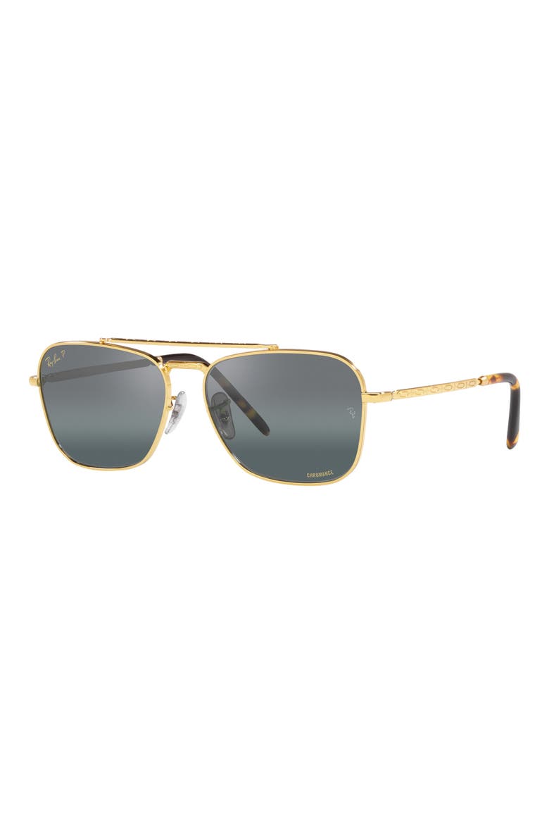 New Caravan 58mm Polarized Square Sunglasses, Alternate, color, BLUE GOLD