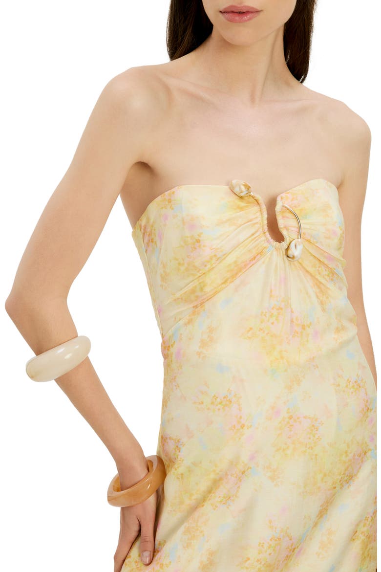 Amina Strapless Maxi Dress, Alternate, color, YELLOW FLORAL