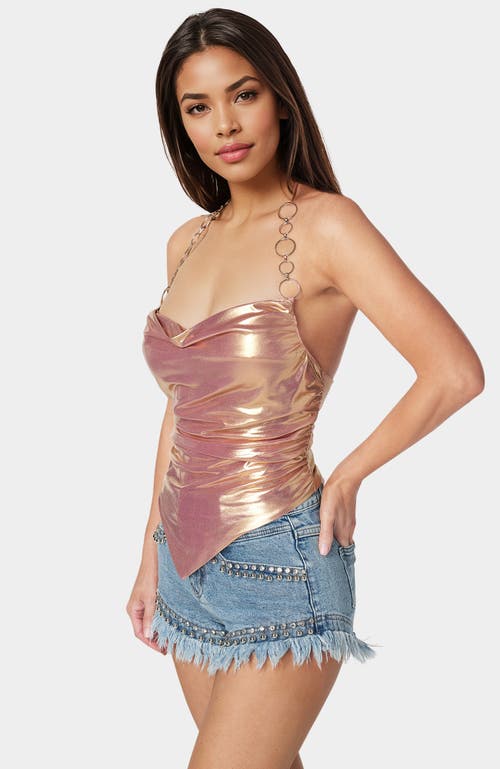 Bebe Metallic Handkerchief Top In Pink