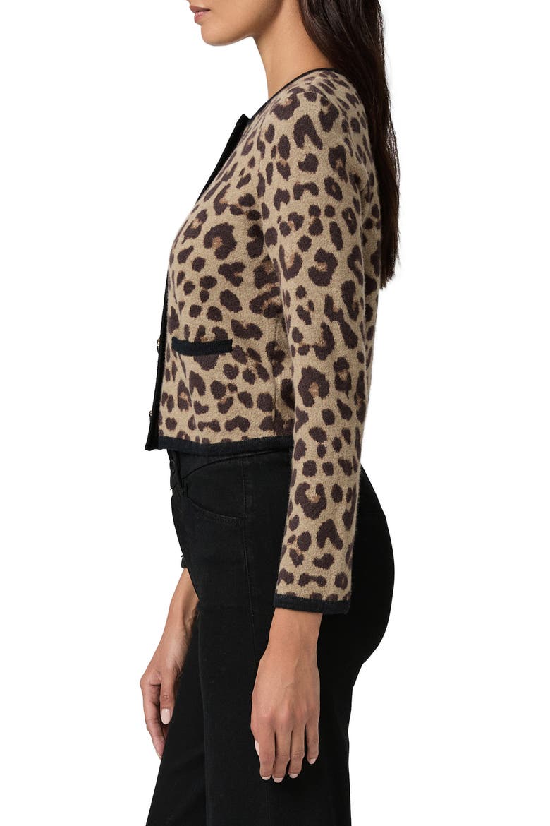 Oberon Leopard Spot Crop Merino Wool Cardigan, Alternate, color, NATURAL MULTI