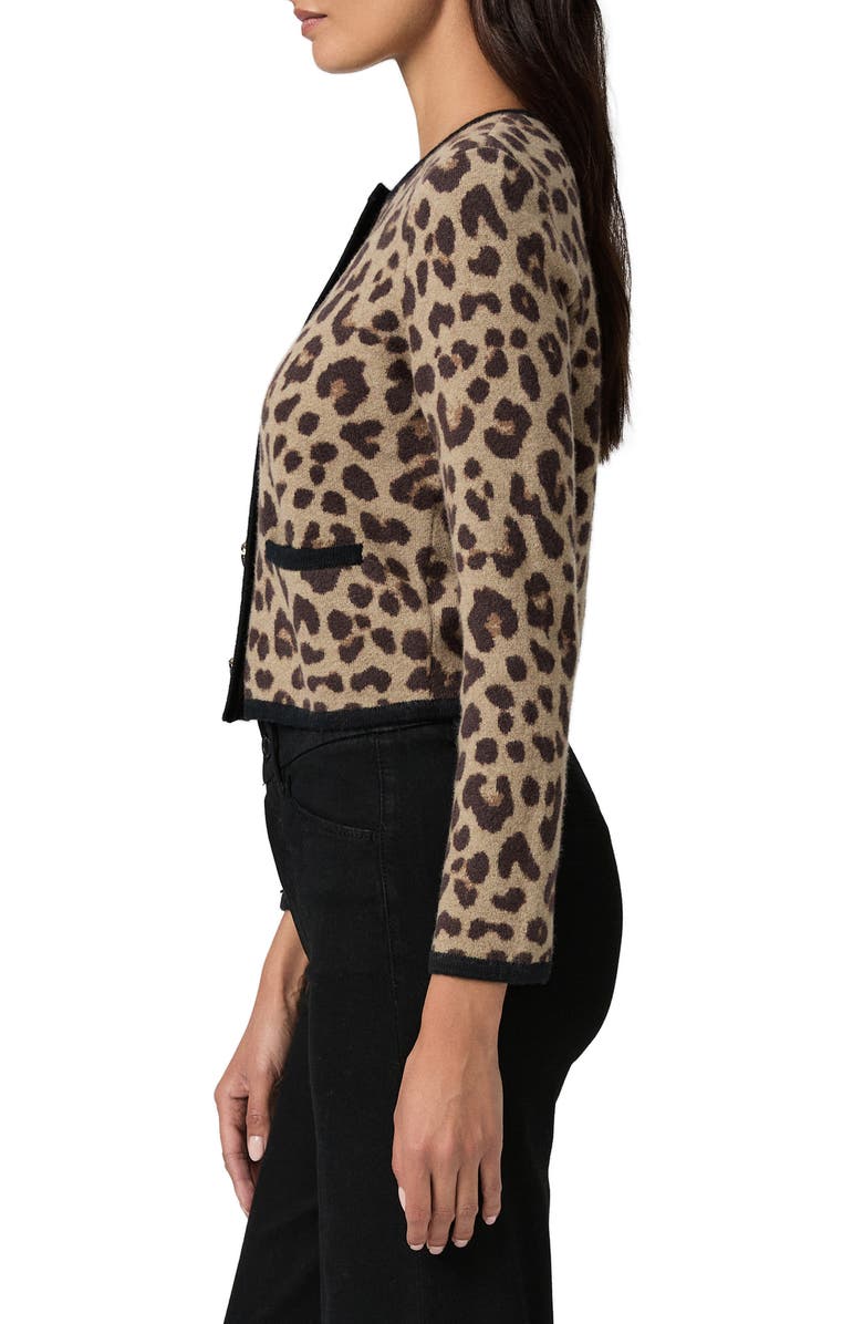 PAIGE Oberon Leopard Spot Crop Merino Wool Cardigan, Alternate, color, Natural Multi