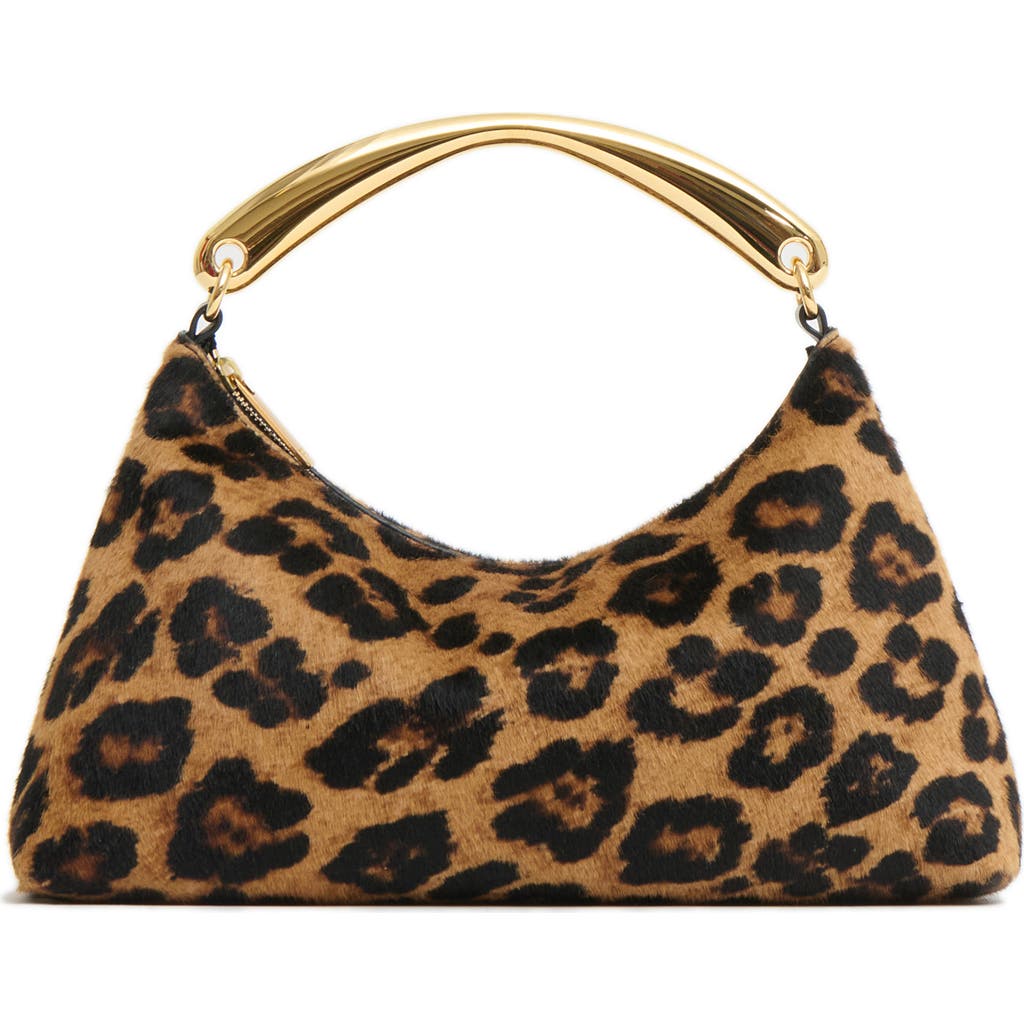 Mansur Gavriel Rhea Metal Handle Genuine Calf Hair Bag In Brown