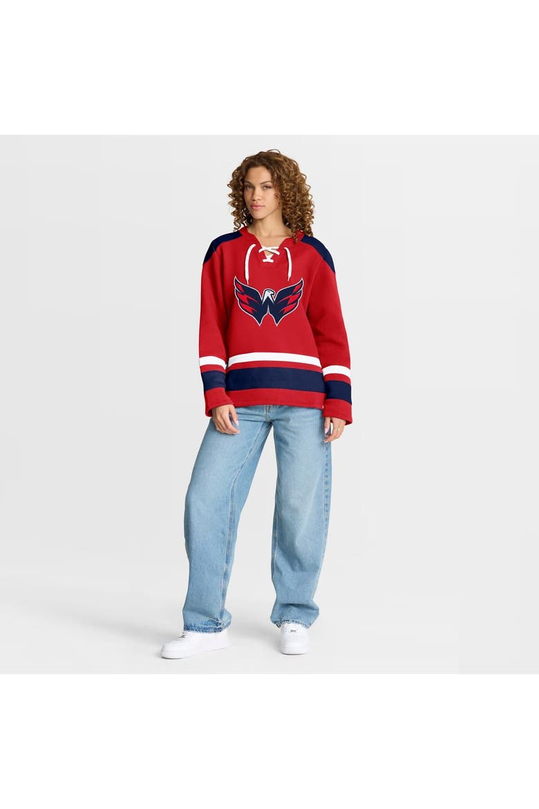 Women's Fanatics  Red Washington Capitals Icing Long Sleeve Lace Up Sweatshirt, Alternate, color, Red