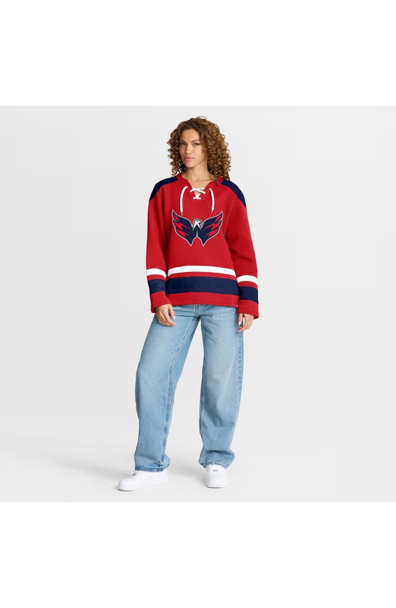 FANATICS Women's Fanatics Red Washington Capitals Icing Long Sleeve Lace Up Sweatshirt, Alternate, color, Red