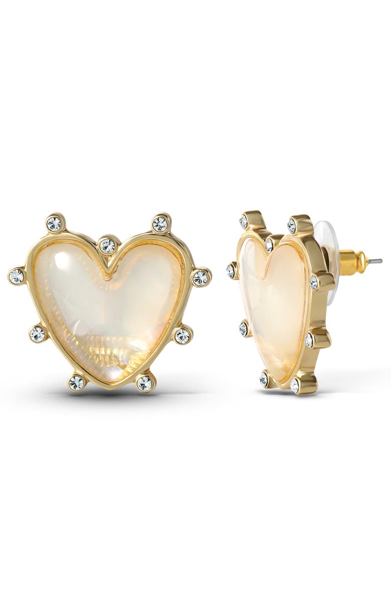 Jessica Simpson Gold-Tone Heart Stud Earrings, Main, color, 