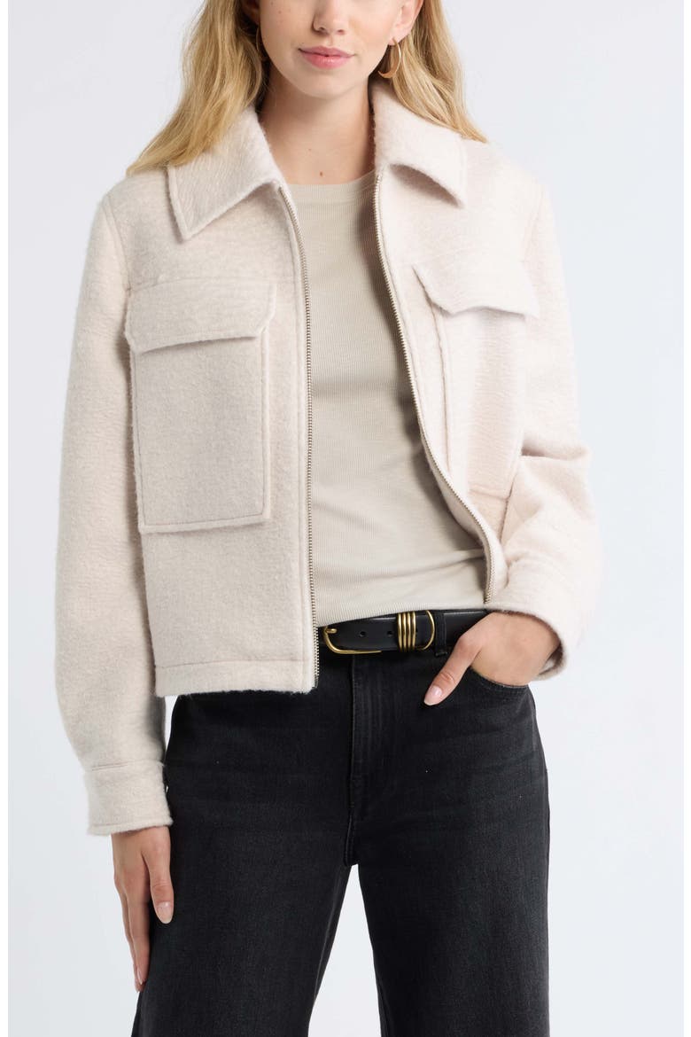 Cropped Textured Jacket, Main, color, BEIGE SILVER