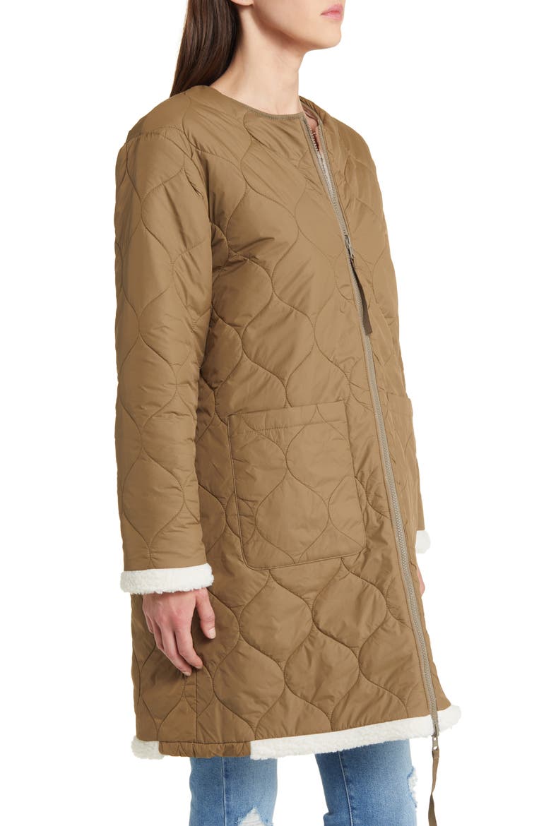 Granger Reversible Quilted High Pile Fleece Coat, Alternate, color, IVORY OLIVE MIX
