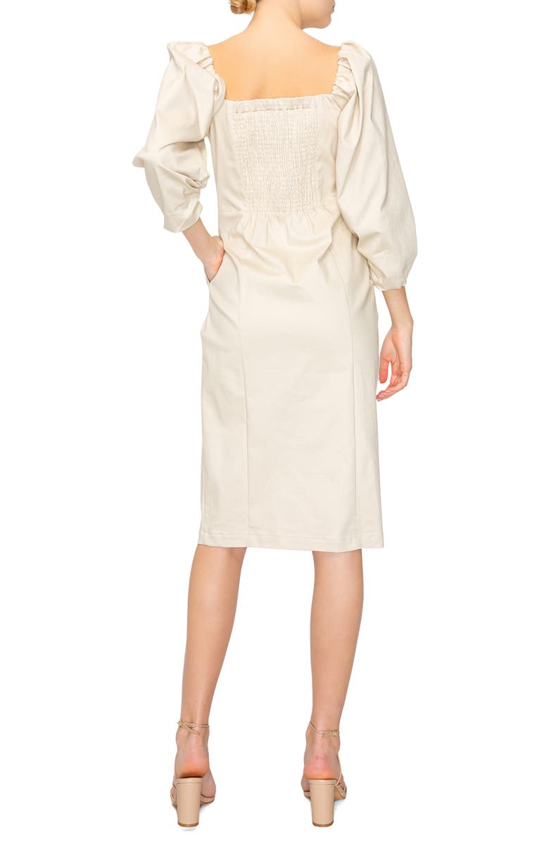 MELLODAY Off the Shoulder Button Front Midi Dress, Alternate, color,