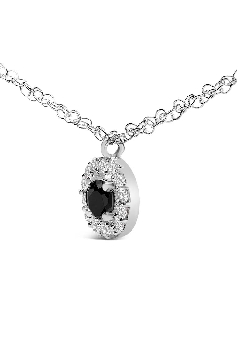 .925 Sterling Silver 5/8 Cttw Black Diamond 3 Station with Halo Necklace, Alternate, color, Silver