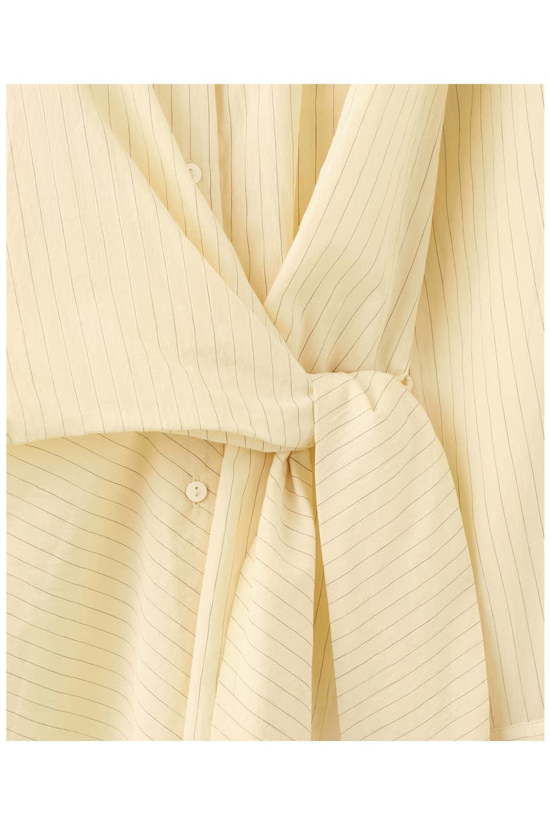 Stripe Tie Waist Cotton Blend Button-Up Shirt, Alternate, color, PASTEL YELLOW