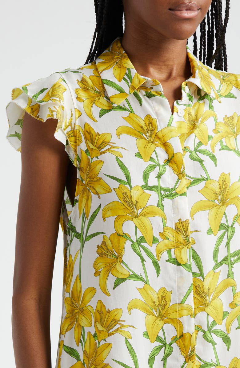 Alice + Olivia Jem Floral Flutter Sleeve Mini Shirtdress, Alternate, color, Stargazer Multi