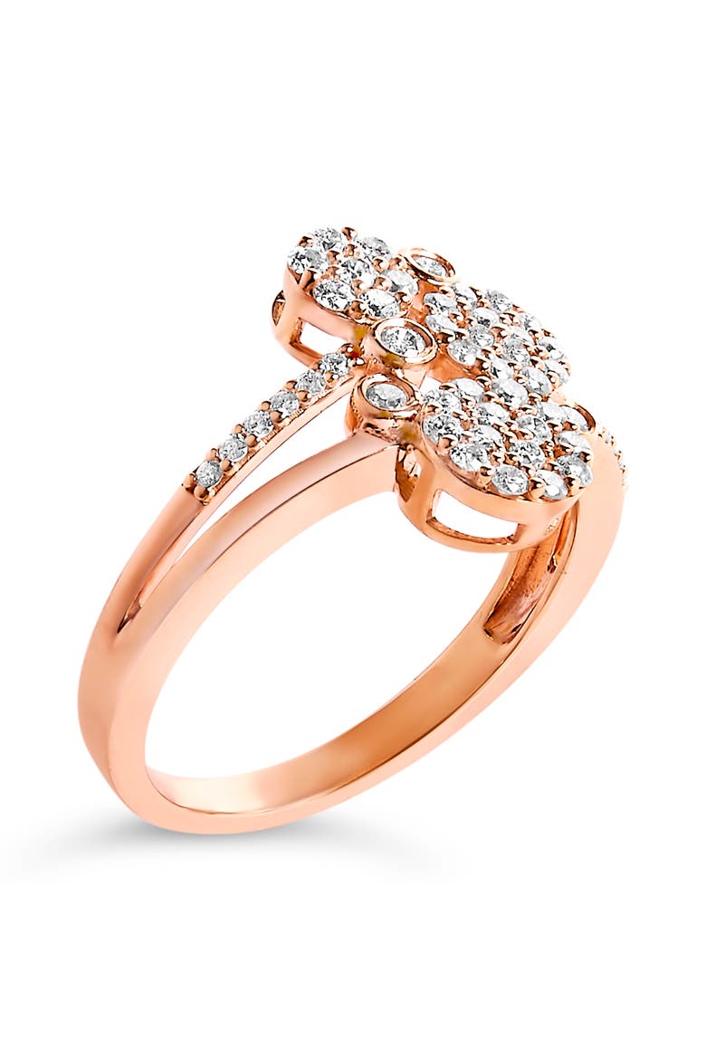 Silver 1/2 Cttw Diamond Scatter Composite Bypass Ring, Alternate, color, Rose