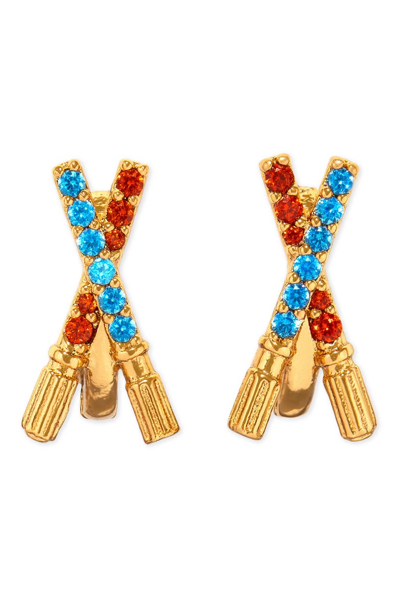 Star Wars™ Lightsaber Duel Cubic Zirconia Hoop Earrings, Main, color, GOLD